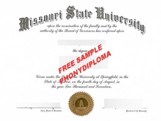 Usa Missouri State University Free Sample From Phonydiploma